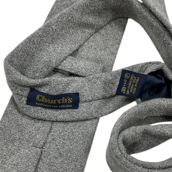 CHURCH’S Solid Gray Cashmere Blend LUXURY Tie ITALY - Picture 4 of 5
